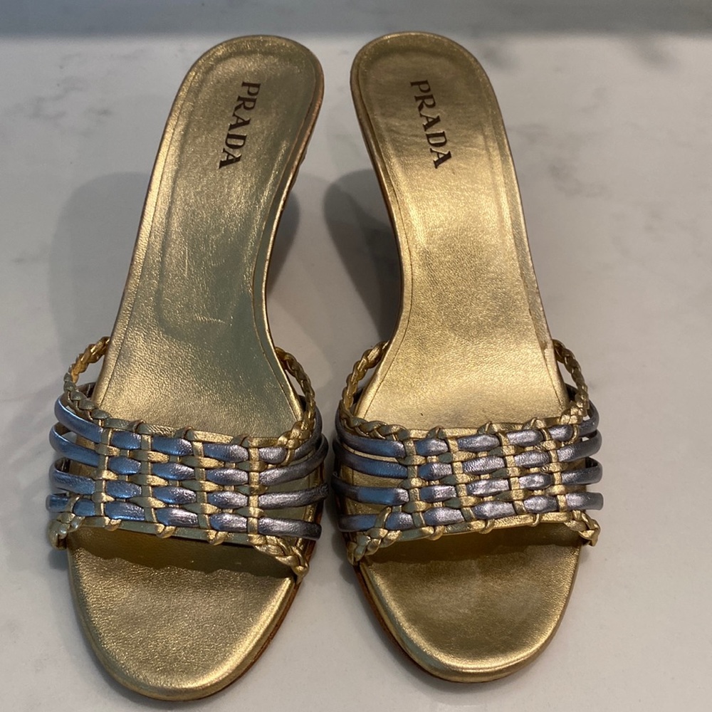 Gold & Silver Prada Sandals
